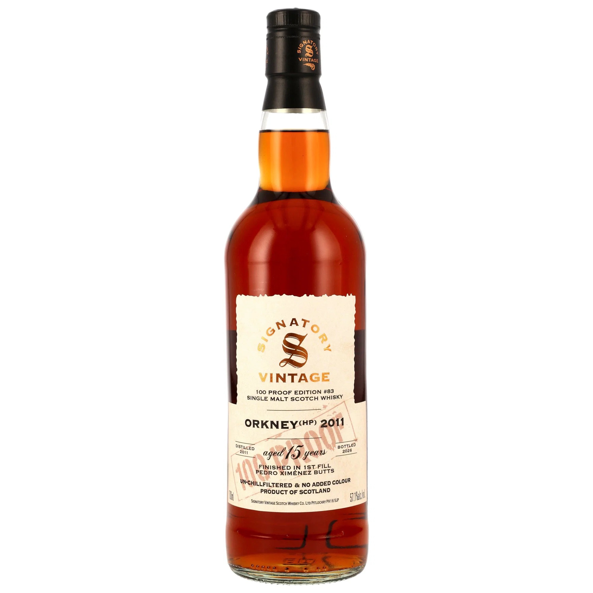 Orkney (HP) 15 Jahre (2011-26) PX Sherry 100Proof Edition #83 / 57,1% 0,7l Signatory Vintage