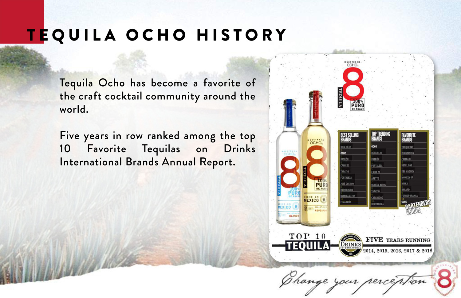 Tequila Ocho Blanco 100% Agave, 40% Vol. 0,5 ltr. 