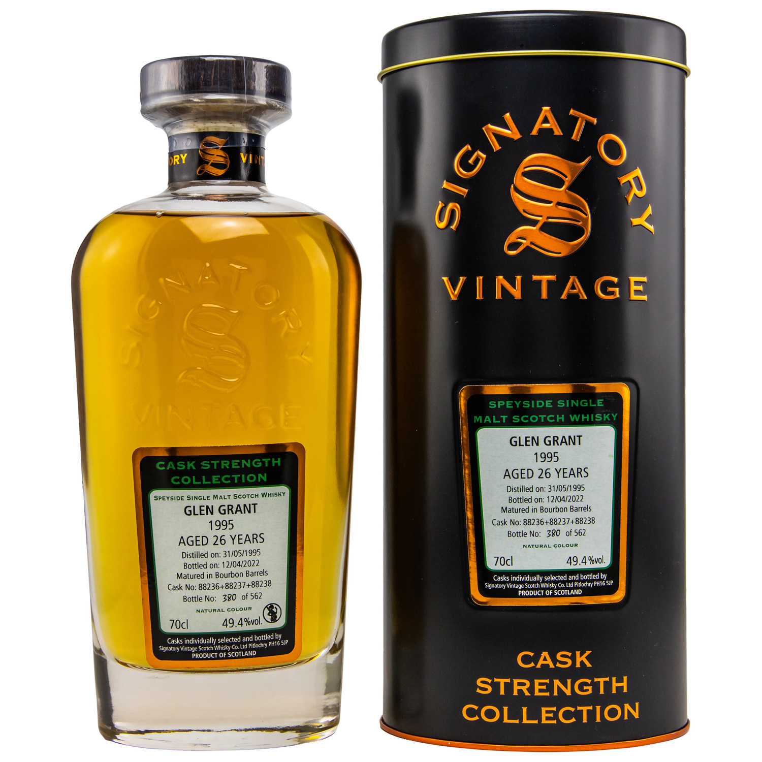 Glen Grant 26 Jahre (1995-2022) / Cask #88236+88237+88238 / 49,4% 0,7 ltr. Signatory Vintage 