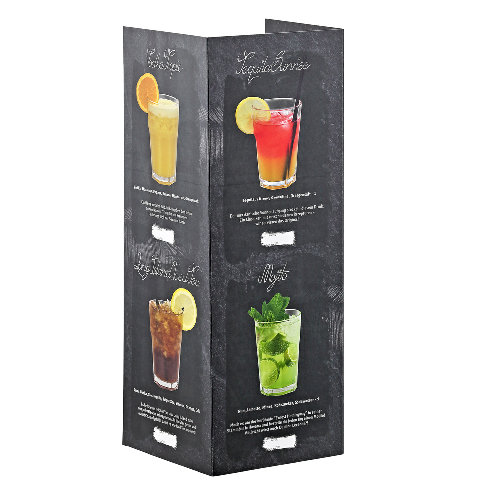 Cocktailkarte mit 9 Sorten