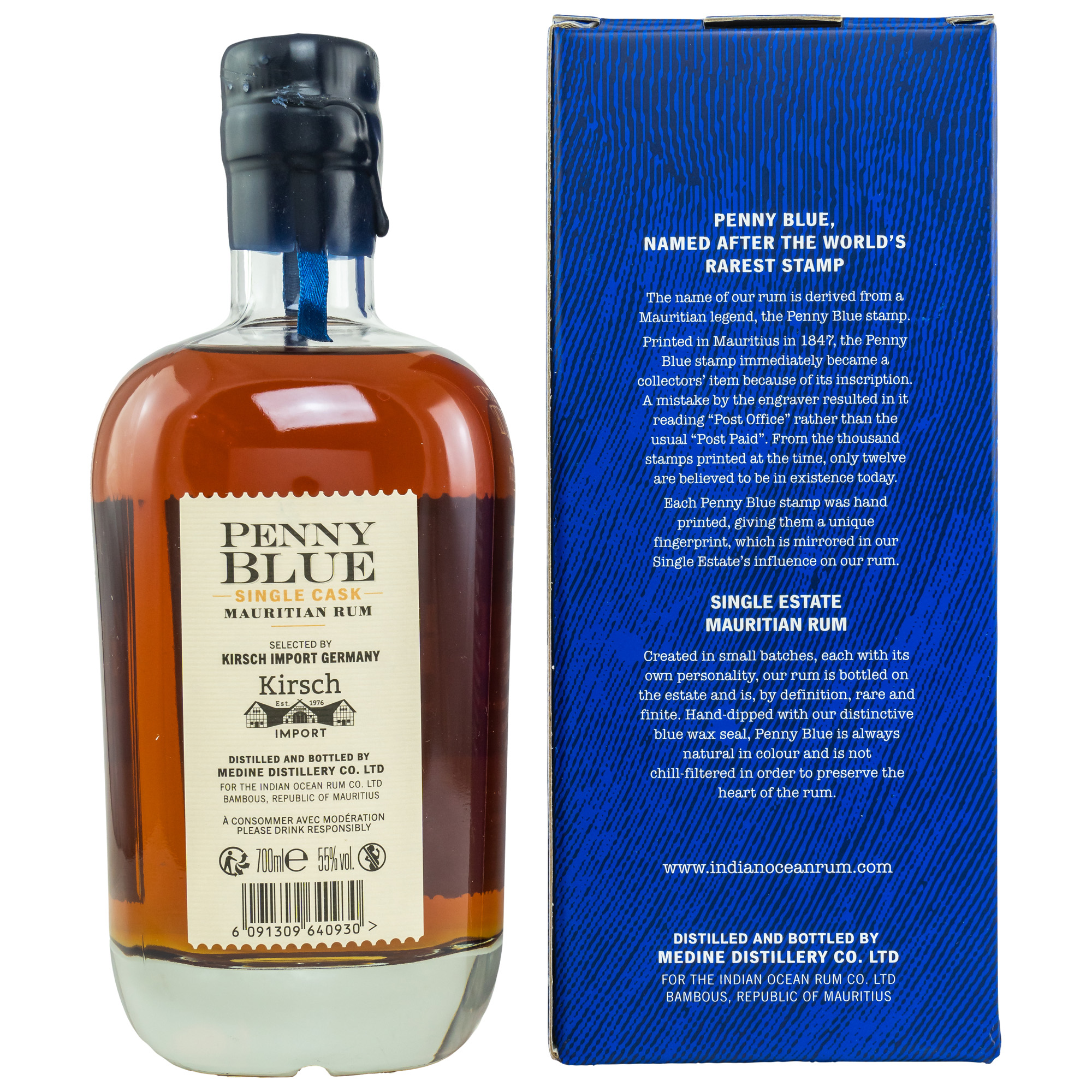Penny Blue Single Cask Rum / Fass Nr. 203 / 55%Vol. 0,7l / Medine Distillery Mauritius 