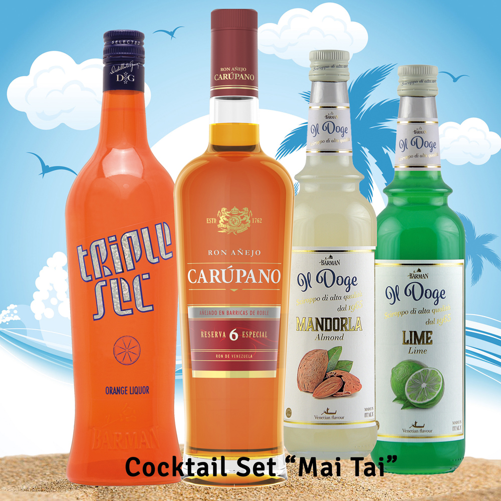 Mai Tai - Cocktail Set / alle Spirituosen & Sirups zum selber mixen 
