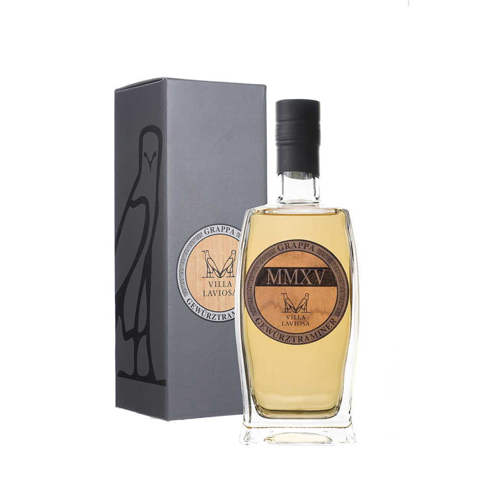 Villa Laviosa Grappa MMXV Gewürztraminer Eschenholzfass gelagert, 41% Vol. 0,5 ltr.