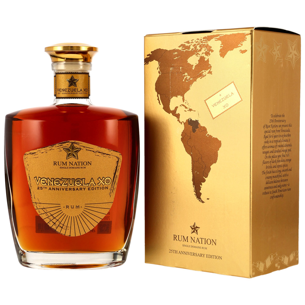 Rum Nation Venezuela XO 25th Anniversary Decanter Rum, 43% Vol. 0,7 ltr.