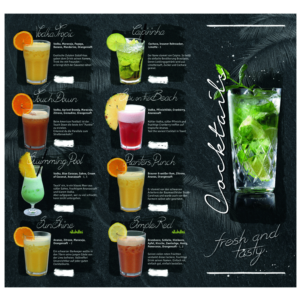 easy drinks Gastro Cocktail Starter Set mit 17 Sorten - Shaker Gelb oder Schwarz