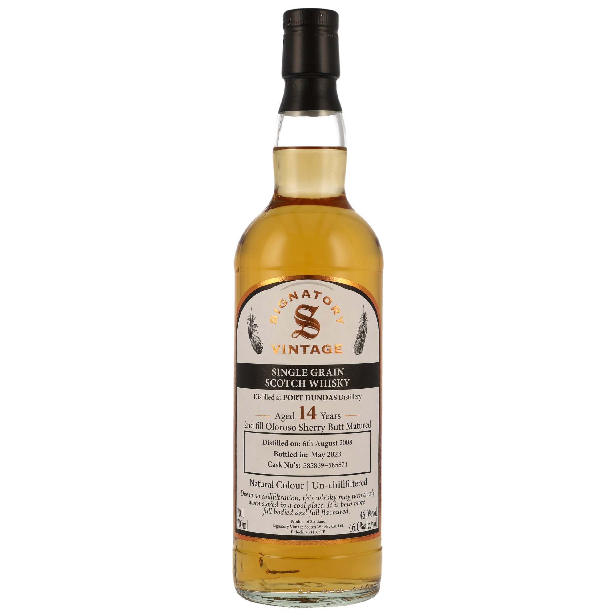 Port Dundas 14 Jahre (2008-2023) Single Grain Whisky, 46% 0,7 ltr. Signatory Vintage 