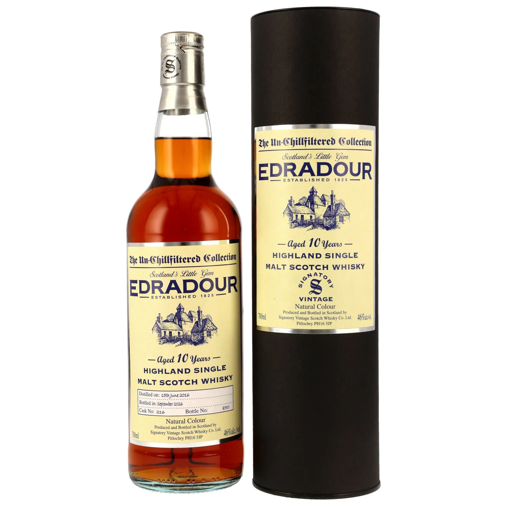 Edradour 10 Jahre (2016-2026) / Sherry Cask #216 limited / 46% 0,7l Signatory Vintage 