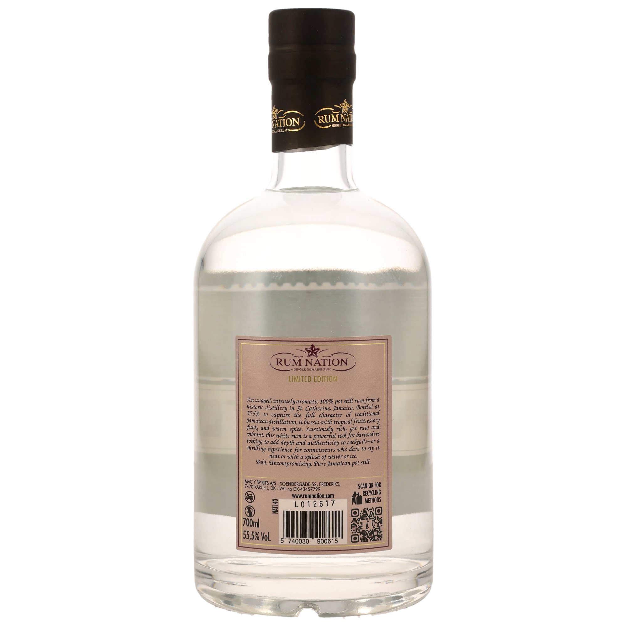 Rum Nation White Jamaica Pot Still, 55,5% Vol. 0,7 ltr.