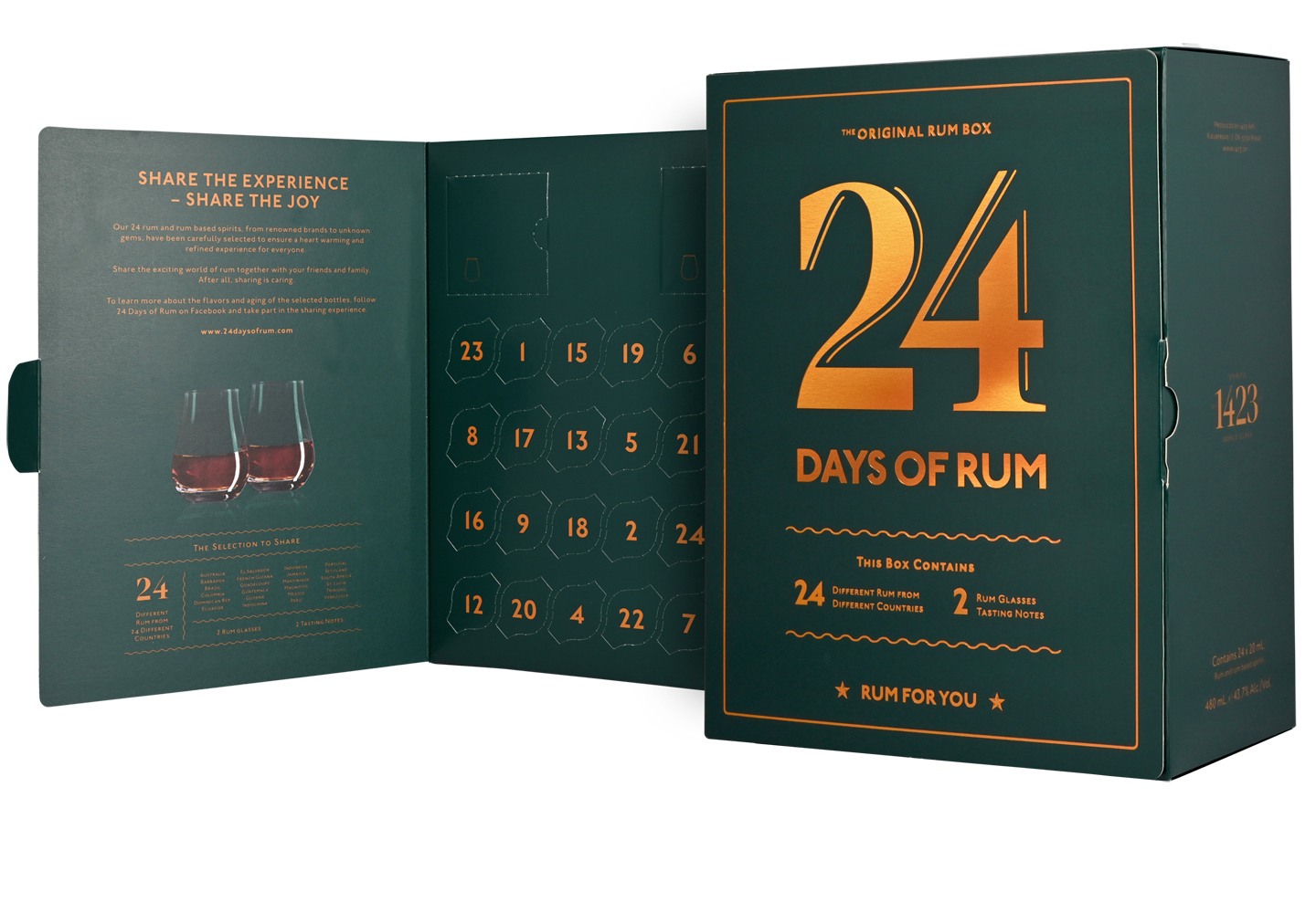 24 Days of Rum Adventskalender +2 Tasting Gläser / 24 x 20 ml. / 38-75% / 43,7% Vol.