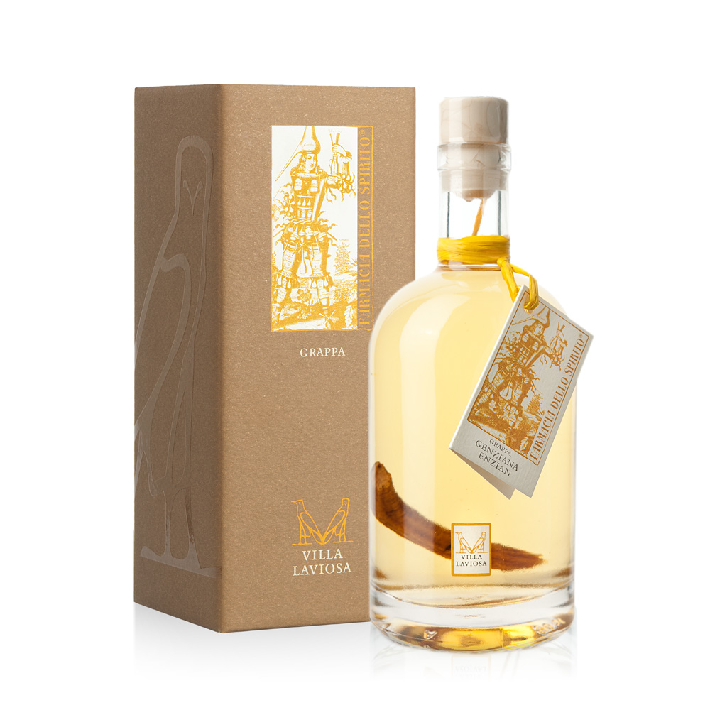 Villa Laviosa Grappa Enzian / 40% Vol. 0,5 ltr. / Geschenkpackung