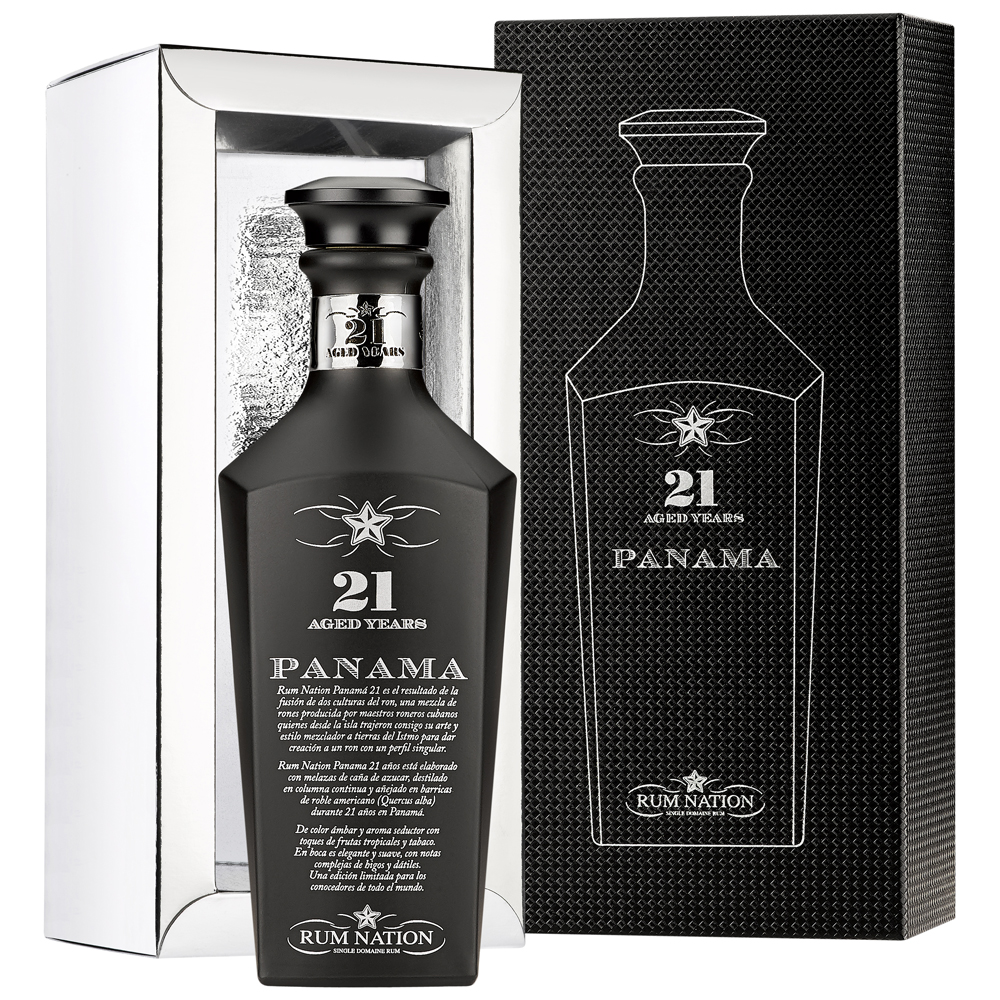 Rum Nation Panama 21 Jahre / 43% Vol. 0,7l / Black Decanter Geschenkbox