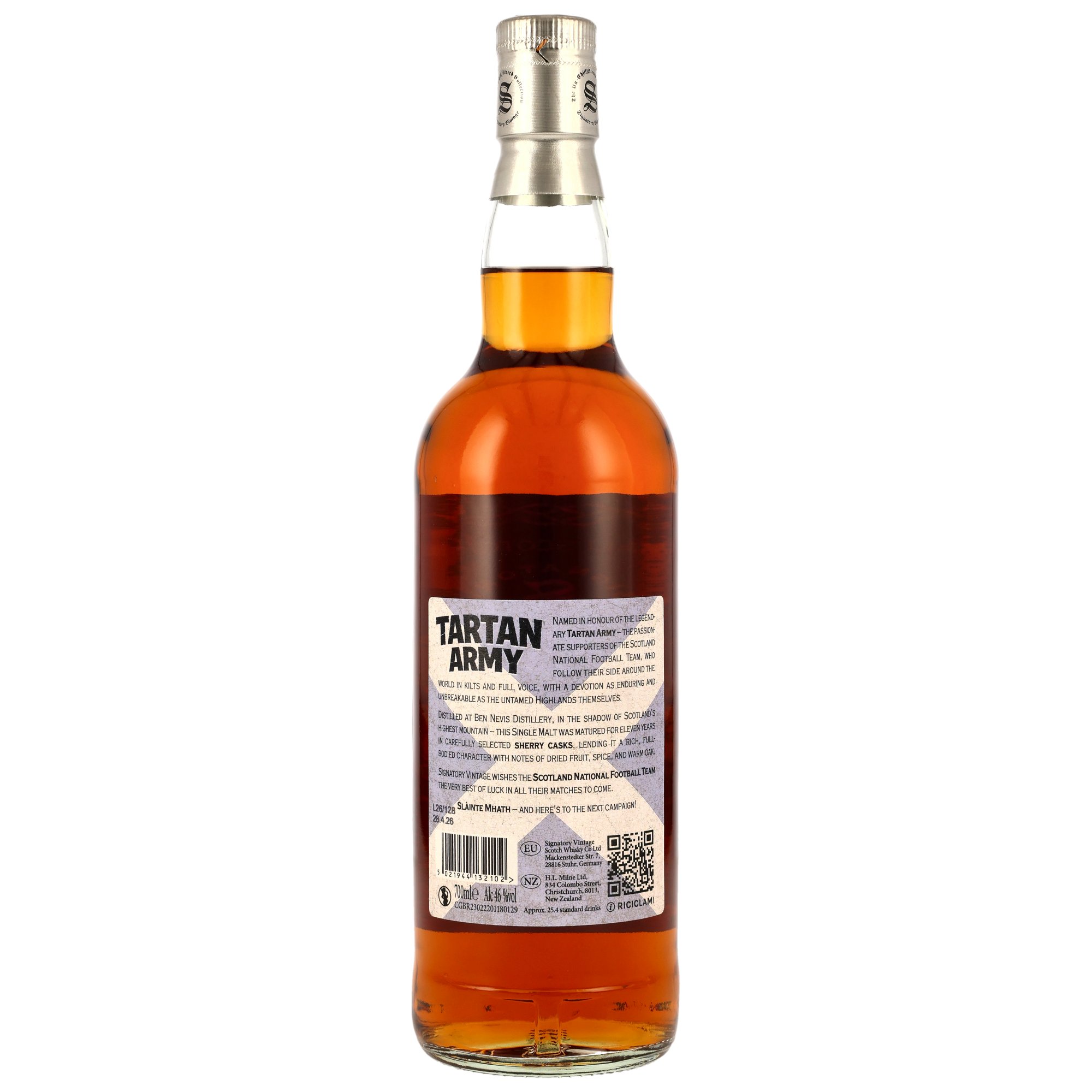 Ben Nevis 11 Jahre Tartan Army (Signatory) / WM-Dram Schottland Fans / 46% 0,7l