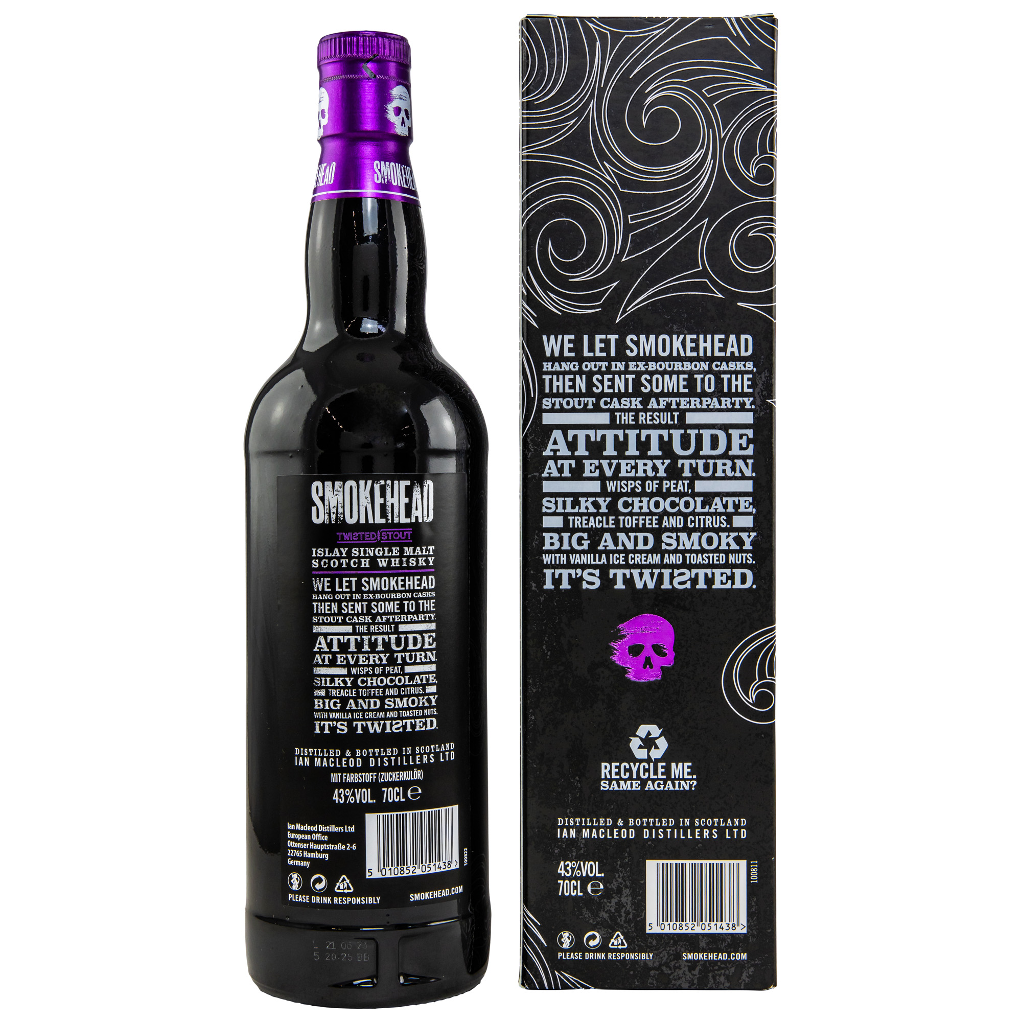 Smokehead Twisted Stout / rauchiger Islay Whisky / 43% Vol. 0,7 ltr. 