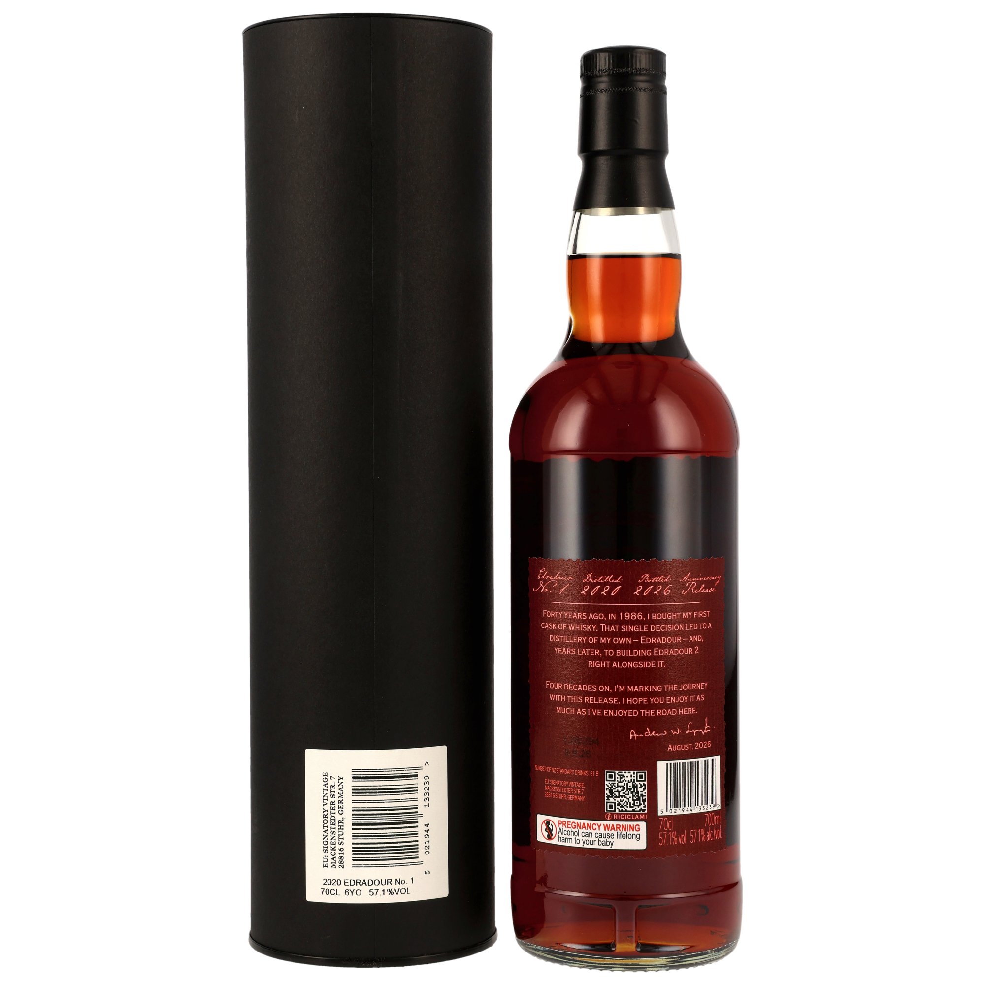 Edradour No.1 / 6 Jahre (2020-2026) / 1st fill PX Hogheads / 57,1% 0,7l Anniversary Release