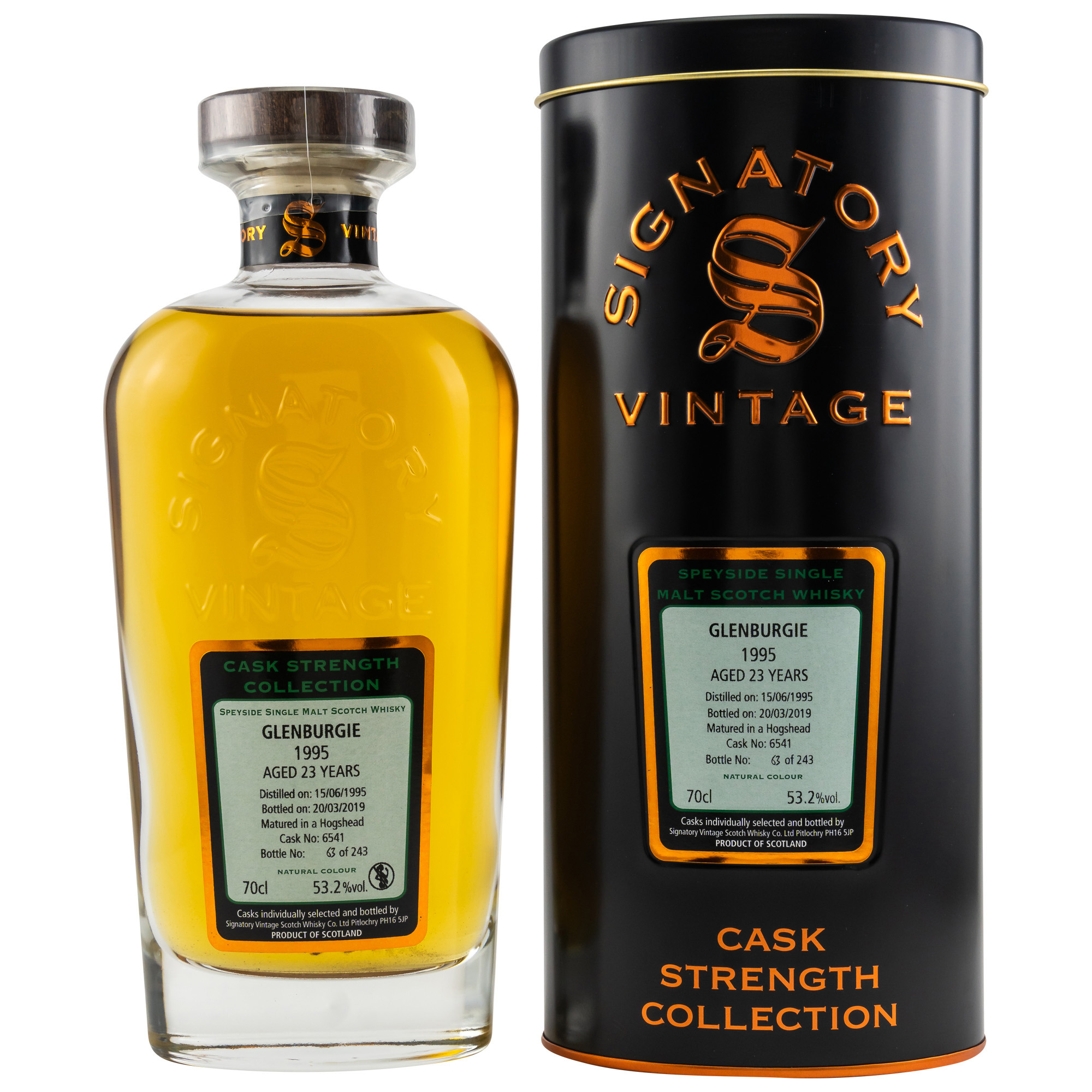 Glenburgie 23 Jahre (1995-2019) Cask #6541, 53,2% 0,7 ltr. Signatory Vintage