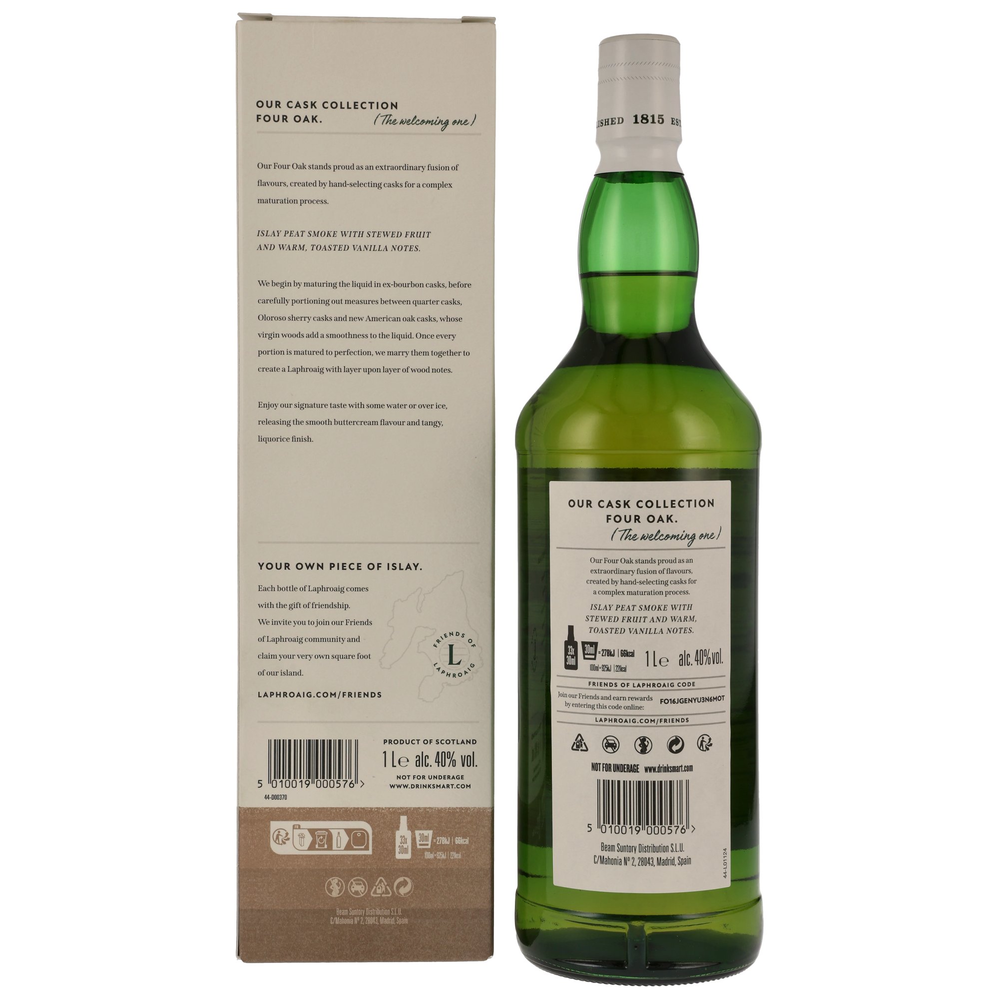Laphroaig Four Oak Whisky / 40% Vol. 1,0 ltr. / im Geschenkkarton