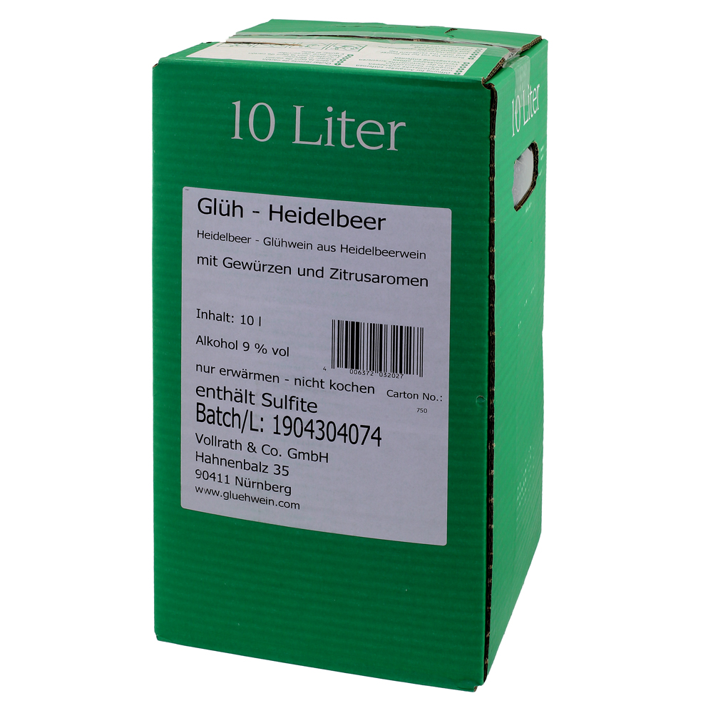 Vollrath Glühwein aus Heidelbeer Wein 10 ltr. Bag in Box 9% Vol.