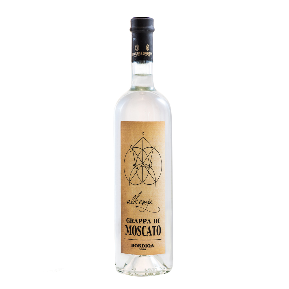 BORDIGA Grappa Moscato bianco, 38% Vol. 0,7 ltr. in Geschenkhülle