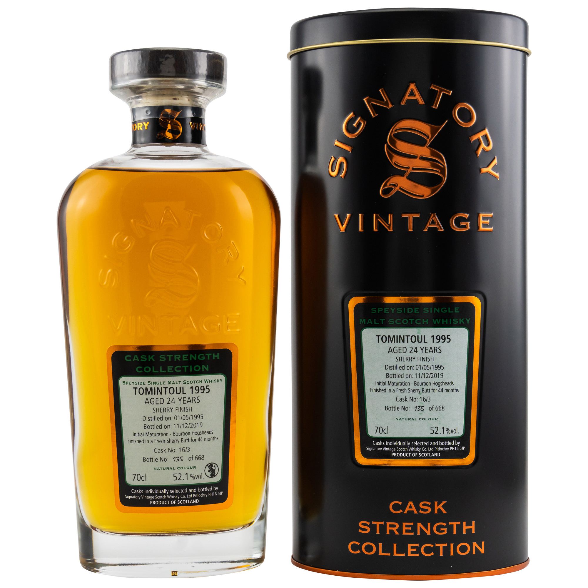 Tomintoul 24 Jahre (1995-2019) Cask #16/3, 52,1% 0,7 ltr. Signatory Vintage