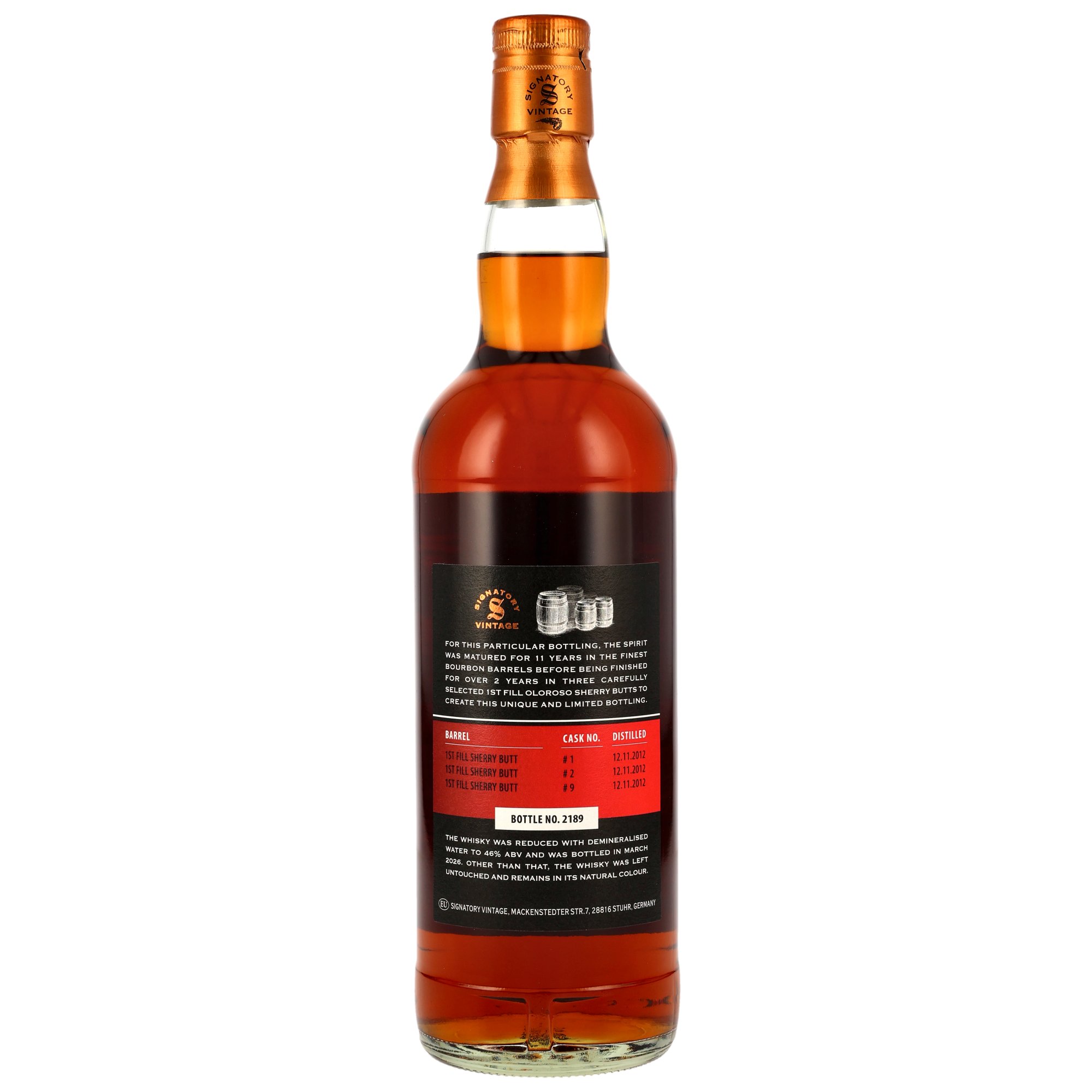 Glen Garioch 13 Jahre 2012-26 / 1st Fill Oloroso Sherry Butts Finish #1,2+9 / 46% 0,7l Signatory Vintage 