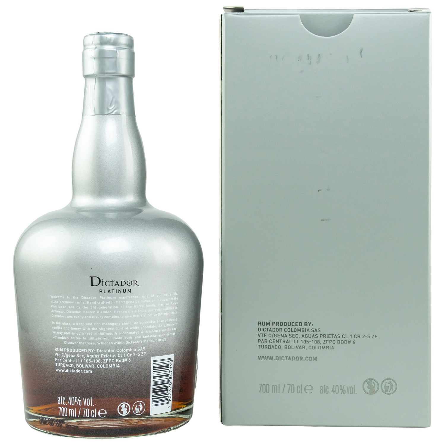 Dictador Rum Pt Platinum, 40% Vol. 0,7 ltr.