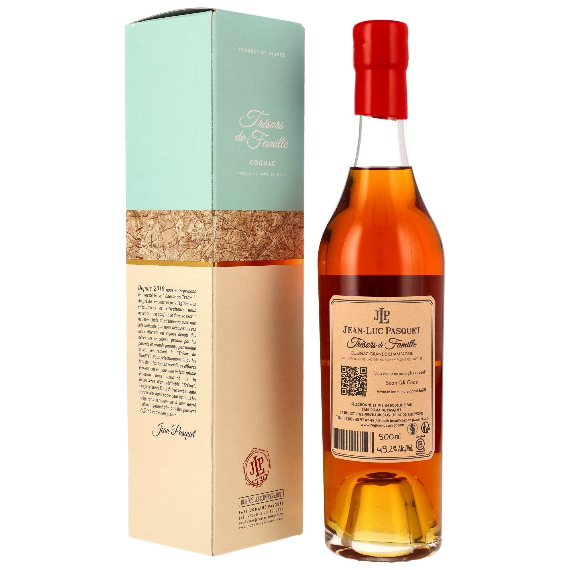 Jean-Luc Pasquet Le Cognac de Joël Grande Champagne L.88/82 Trésors de Famille 49,2% Vol. 0,5l