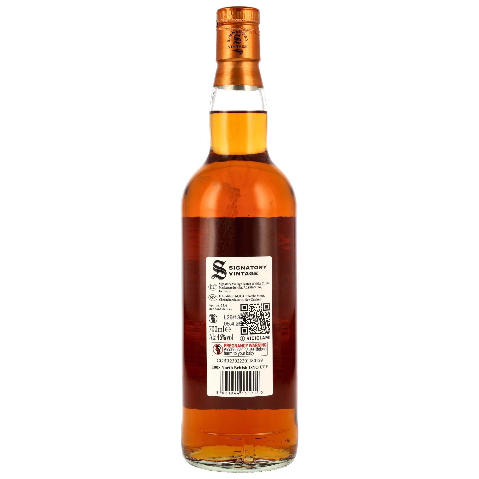 North British 18 Jahre / 2008-26 Signatory Vintage Lowland Single Grain Scotch Whisky / 46% 0,7l