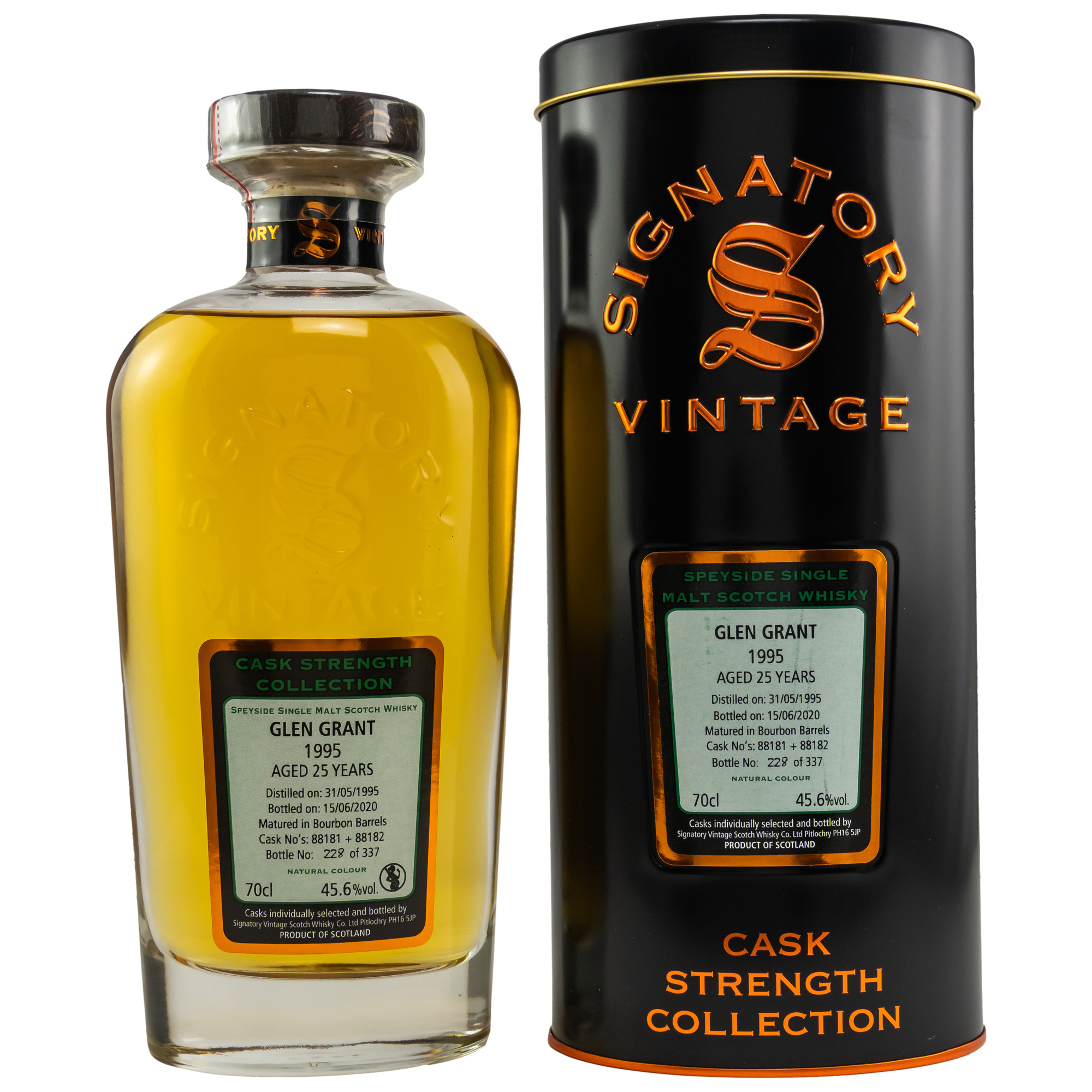 Glen Grant 25 Jahre (1995-2020) Cask #88181+88182, 45,6% 0,7 ltr. Signatory Vintage