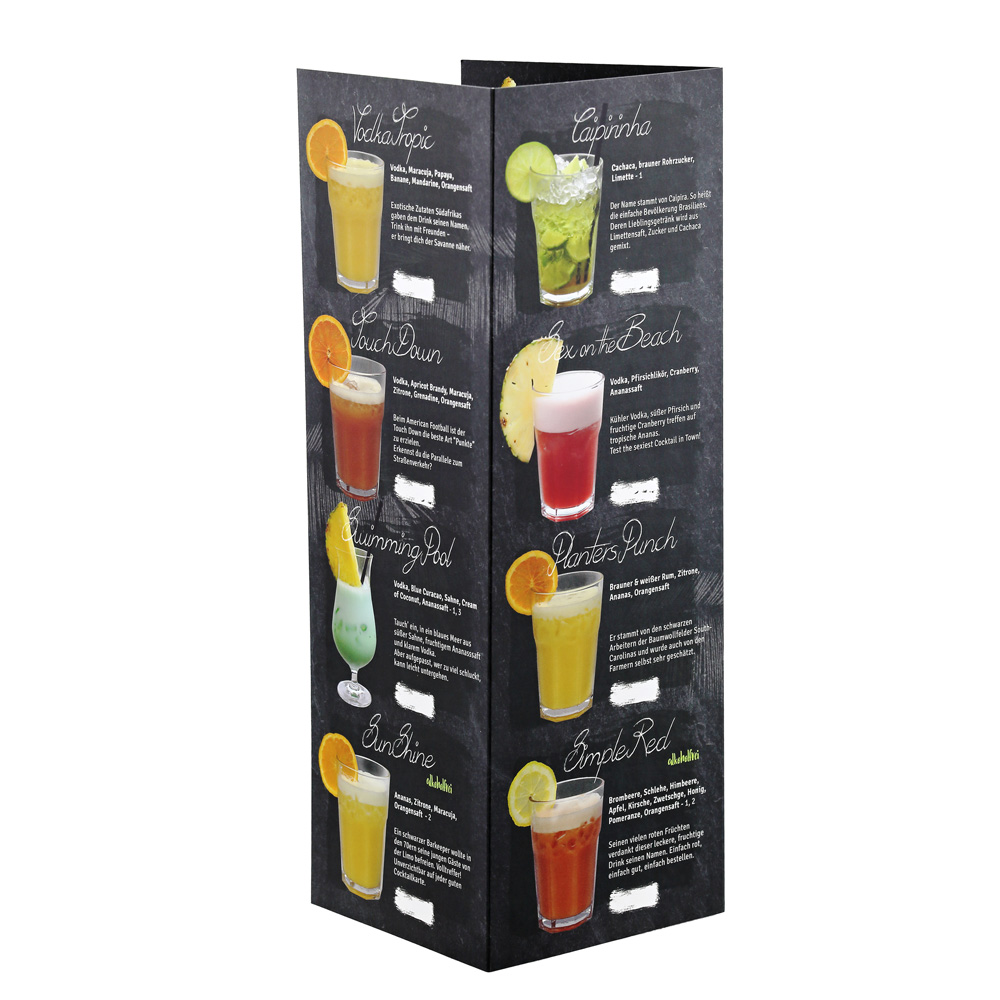 Cocktailkarte mit 17 Sorten