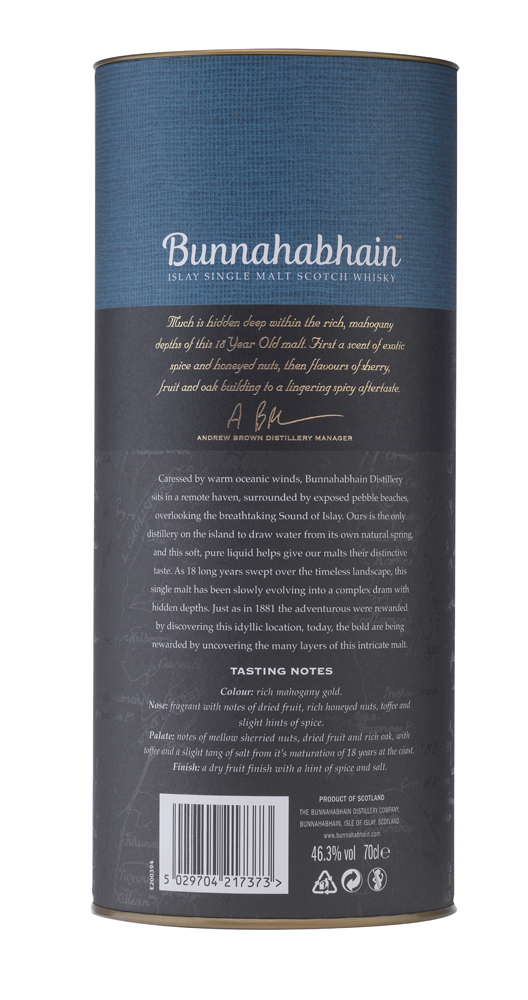 Bunnahabhain 18 Jahre / Small Batch Distilled / 46,3% 0,7l / Islay Single Malt  