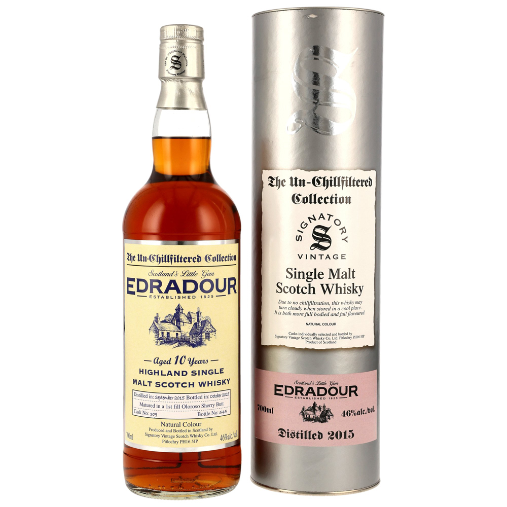 Edradour 10 Jahre / 2015-2025 1st Fill Oloroso Butt #309 / 46% 0,7l Signatory Vintage 