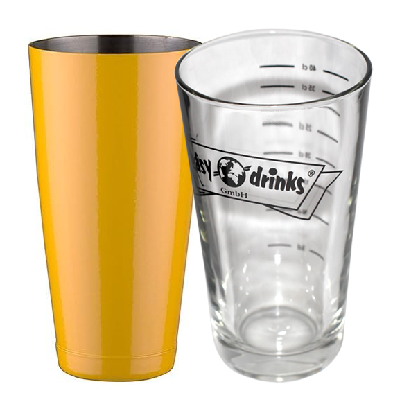 "1 Mojito/1 Tequila Sunrise/6 Gläser/1 Shaker Gelb oder Schwarz" im easy drinks Fertigcocktail Set No.14