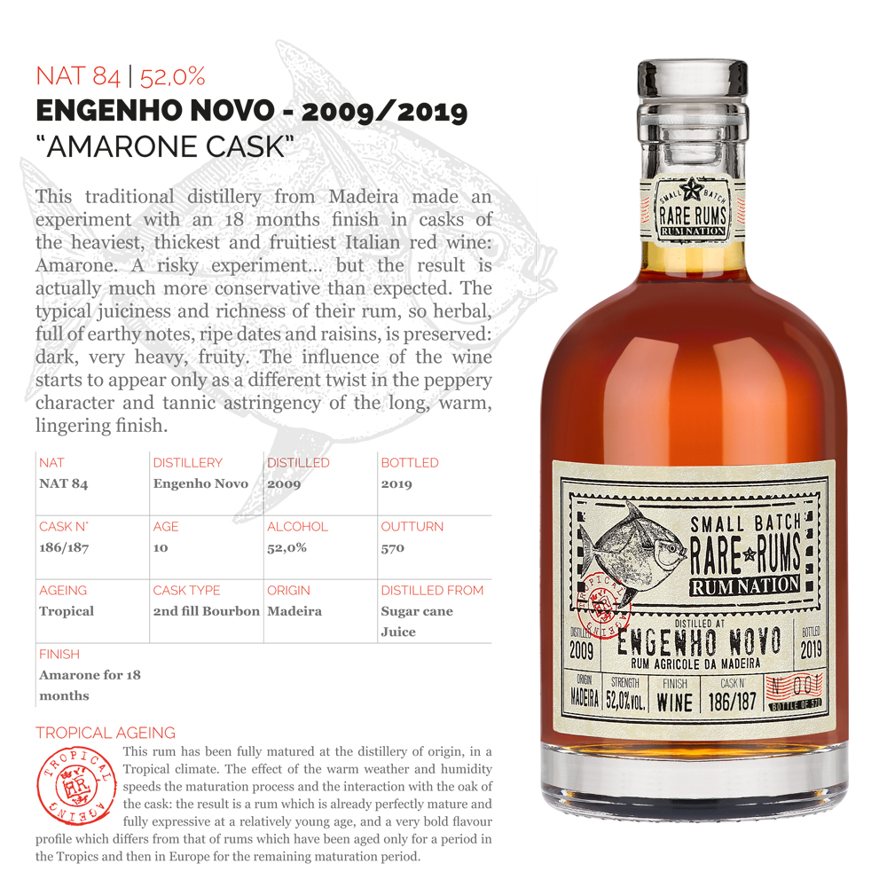 Rum Nation Rare Rum Engenho Novo 2009-2019 Amarone, 52% 0,7 ltr.