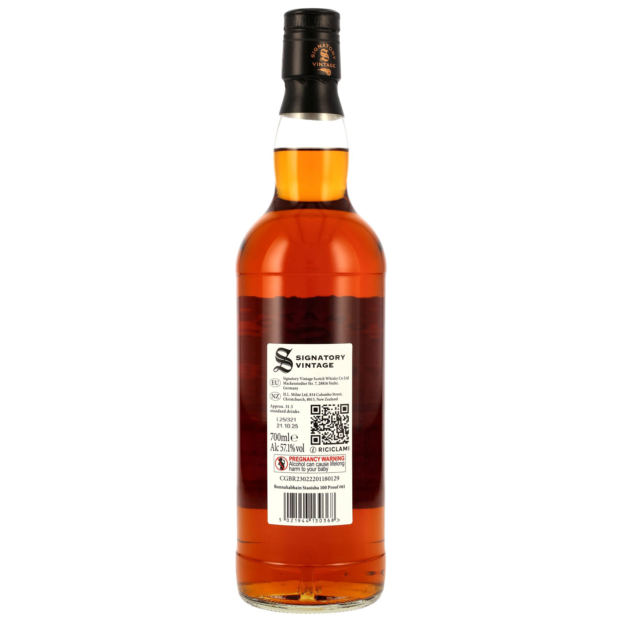 Bunnahabhain Staoisha (2014-2025)  10 Jahre / Signatory 100 Proof #61 / 57,1% 0,7l / Single Malt