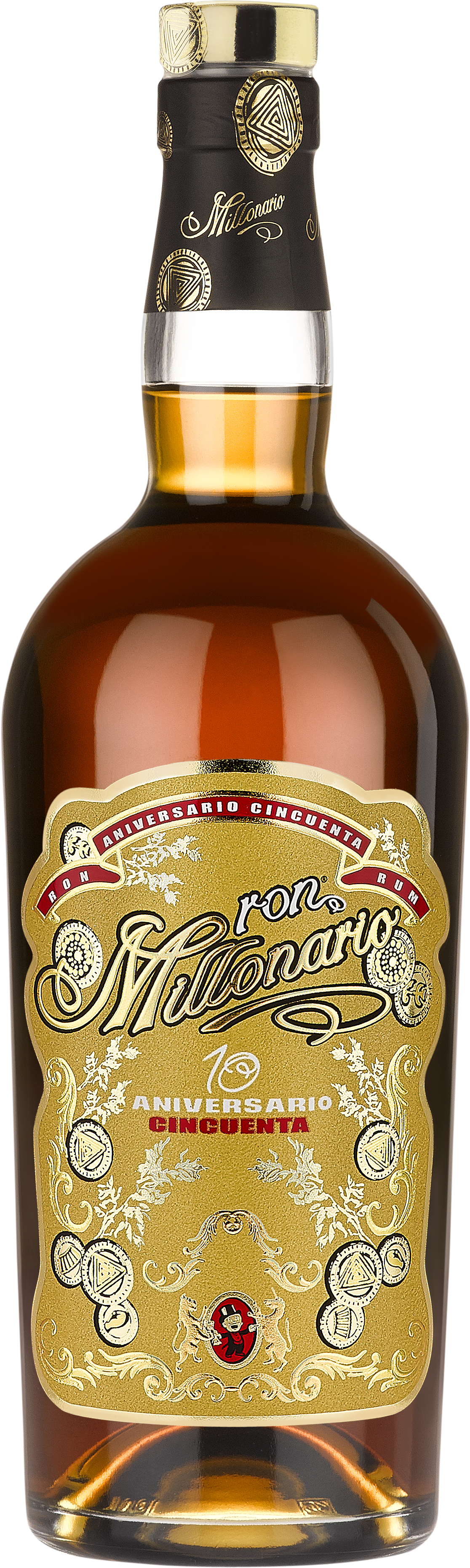 Ron Millonario CINCUENTA 50% Vol. 0,7 ltr. Rum aus Peru goldene Hülle