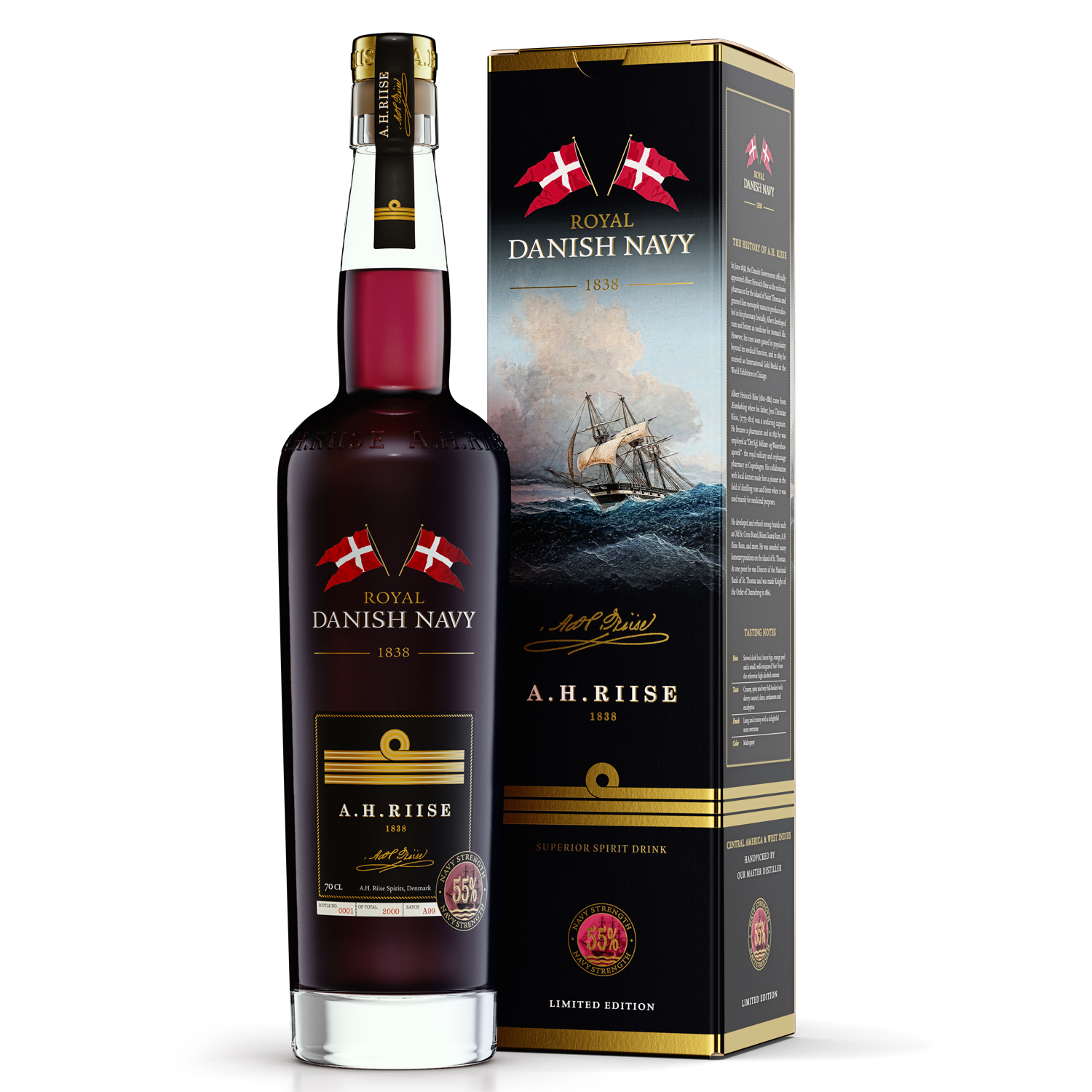 A.H. Riise Danish Navy Stength (Rum-Basis) / 55% Vol. 0,7 ltr. 