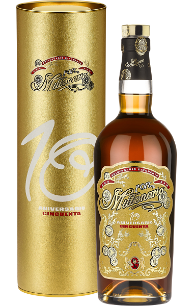 Ron Millonario CINCUENTA 50% Vol. 0,7 ltr. Rum aus Peru goldene Hülle