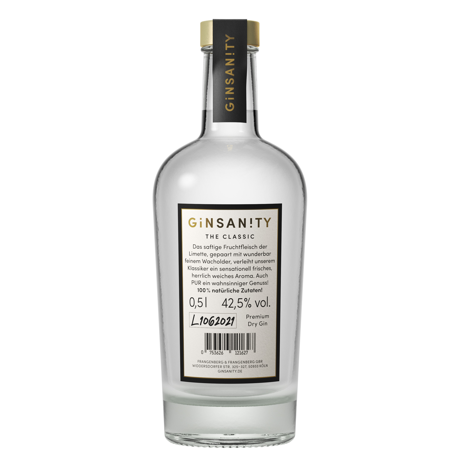 Ginsanity Classic Premium Dry Gin / 42,5% Vol. 0,5 ltr.