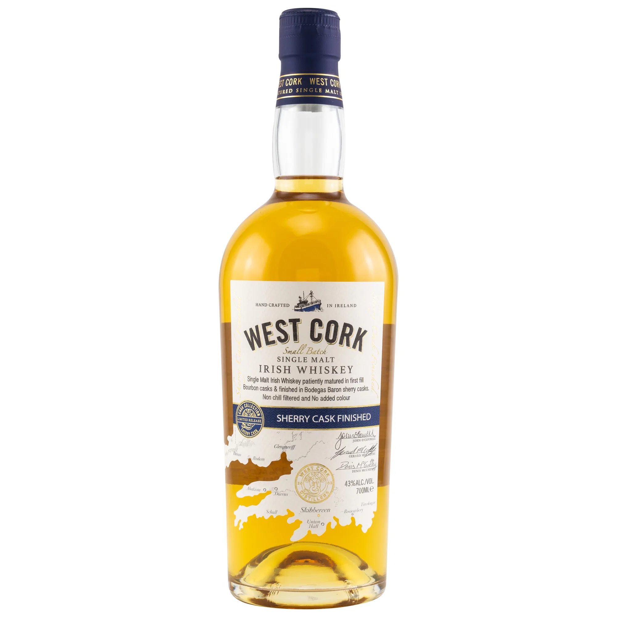 West Cork Single Malt / Sherry Cask Finish Irish Whiskey / 43% Vol. 0,7 ltr. 