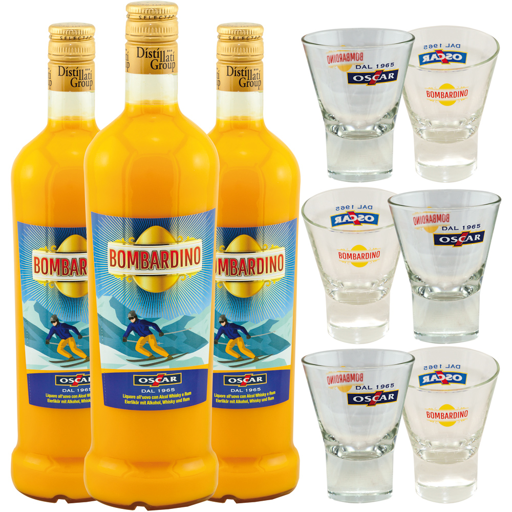 3 x 1,0 ltr. Oscar Bombardino + 6 Gläser Ypsilon im SPAR SET