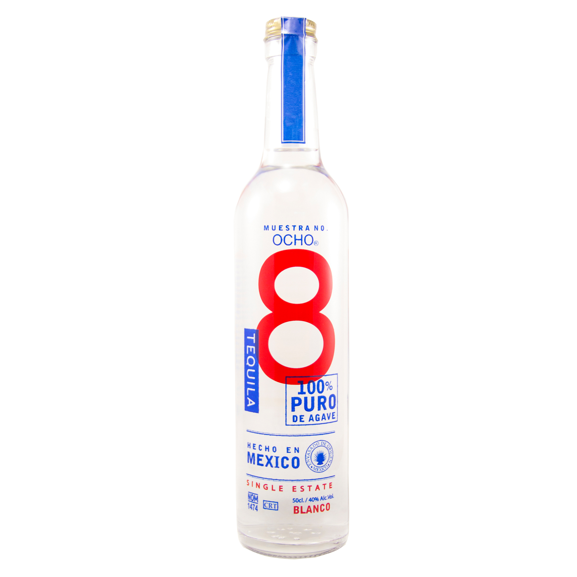 Tequila Ocho Blanco 100% Agave, 40% Vol. 0,5 ltr. 
