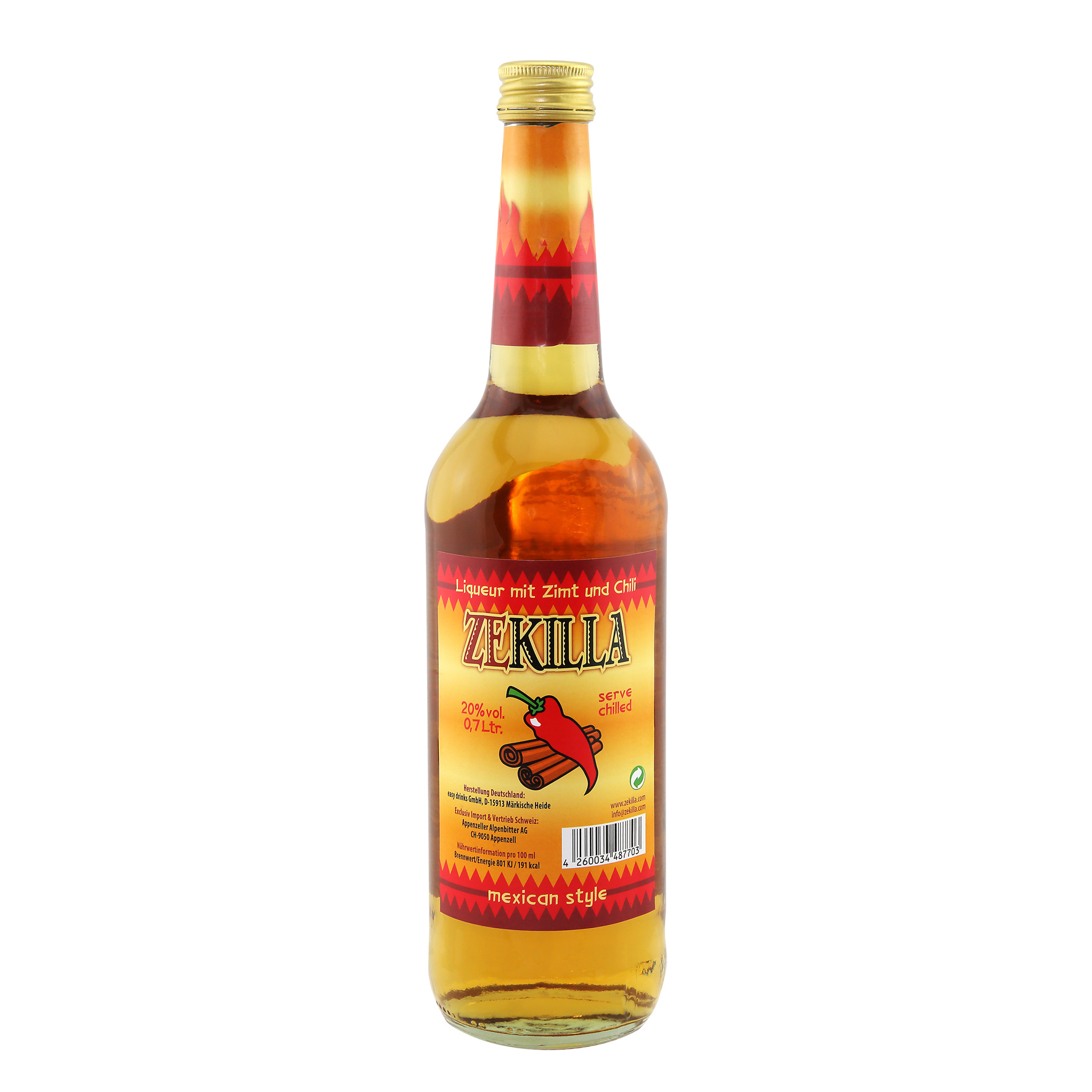 ZEKILLA mexican style / 20% Vol. 0,7 ltr. / Zimtlikör mit Chili