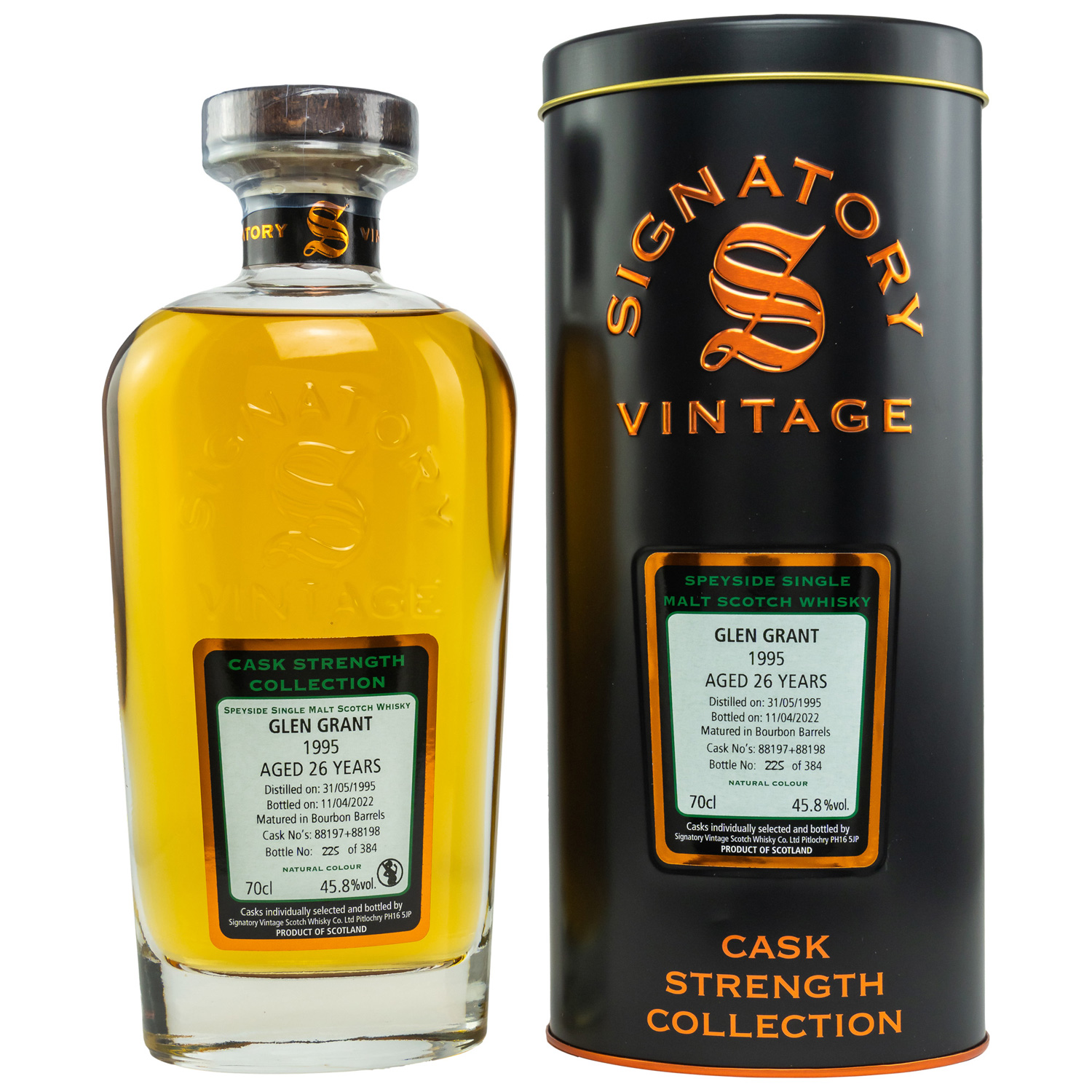 Glen Grant 26 Jahre (1995-2022) / Cask #88197+88198 / 45,8% 0,7 ltr. Signatory Vintage 