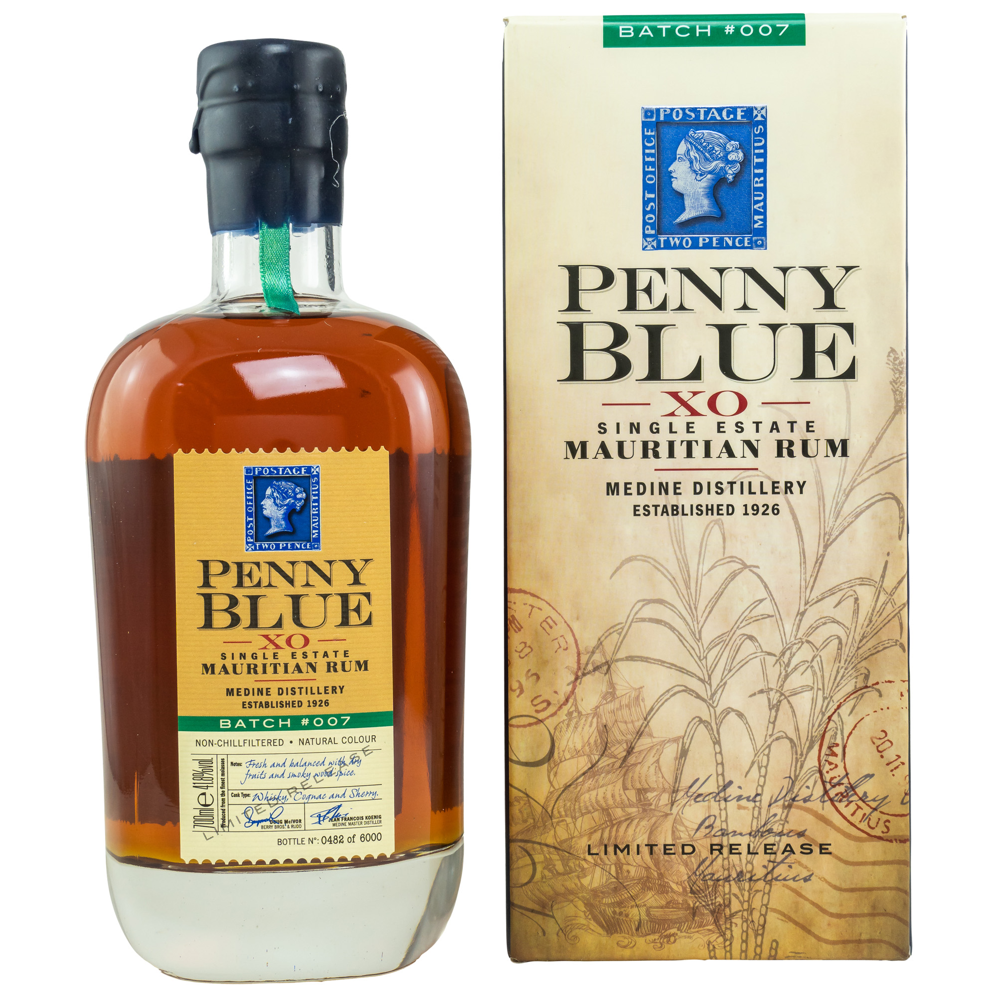 Penny Blue XO Rum Batch Nr. 007 / 41,8% Vol. 0,7l / Medine Distillery Mauritius 