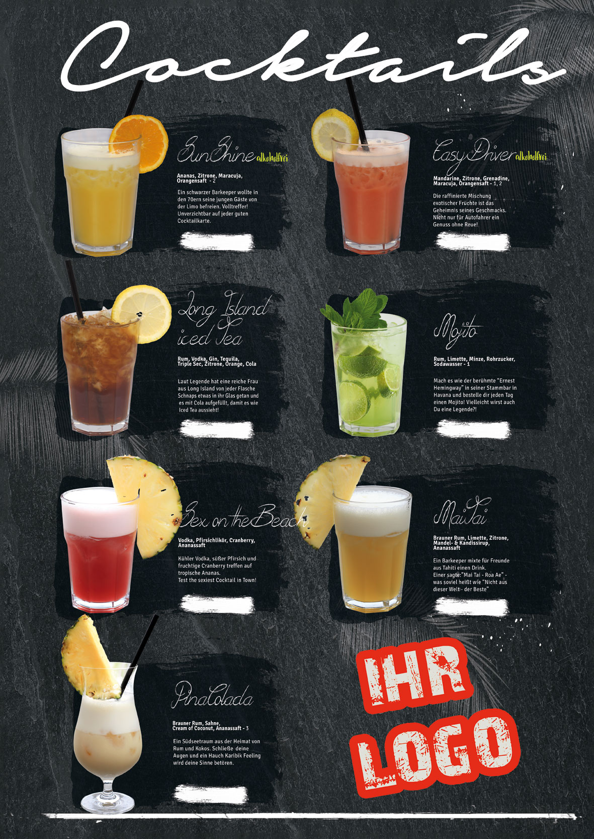 individuelle Cocktail Karte zum einschieben (nur GASTRO)