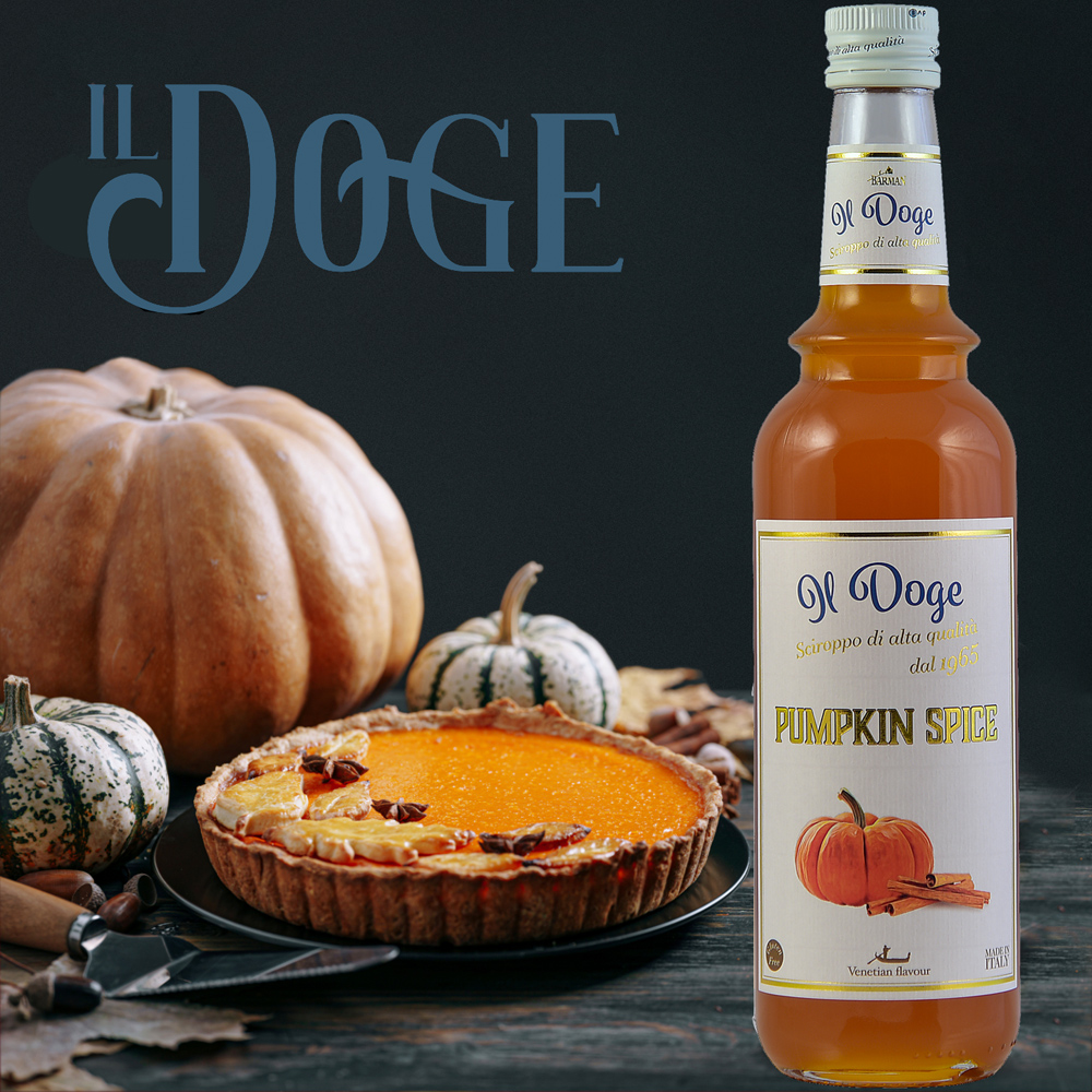 Il Doge Sirup Pumpkin Spice - würziger Kürbis / 0,7 ltr. Alkoholfrei / Glutenfrei / Halal