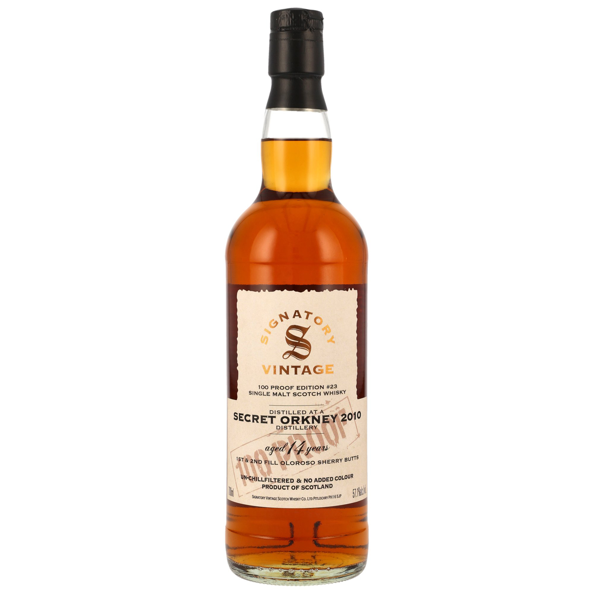 Secret Orkney 14 Jahre (2010-2024) Whisky / 57,1% 0,7 ltr. / 100 Proof Edition #23 Signatory 