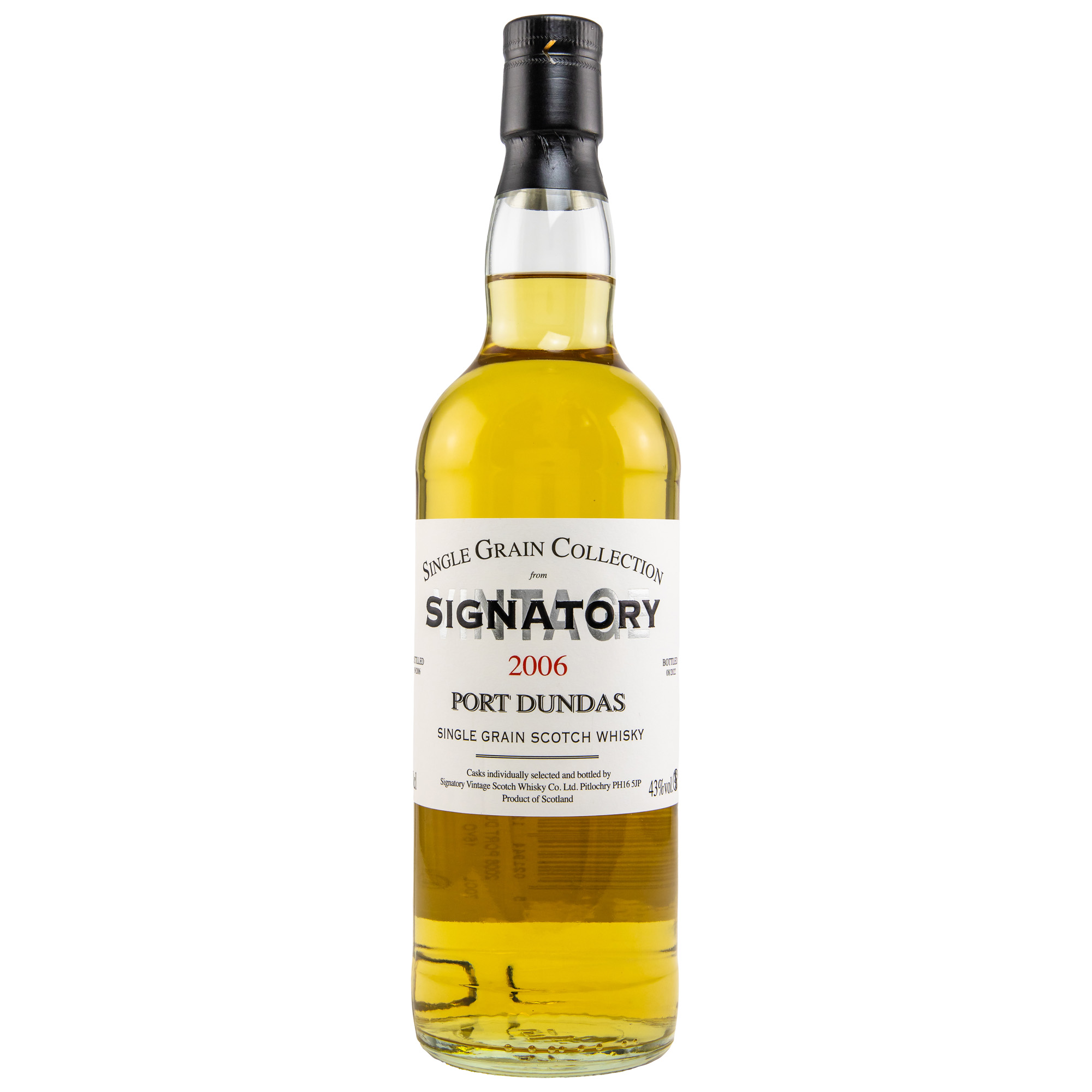 Port Dundas 15 Jahre (2006-2022) Single Grain Whisky, 43% 0,7 ltr. Signatory Vintage 